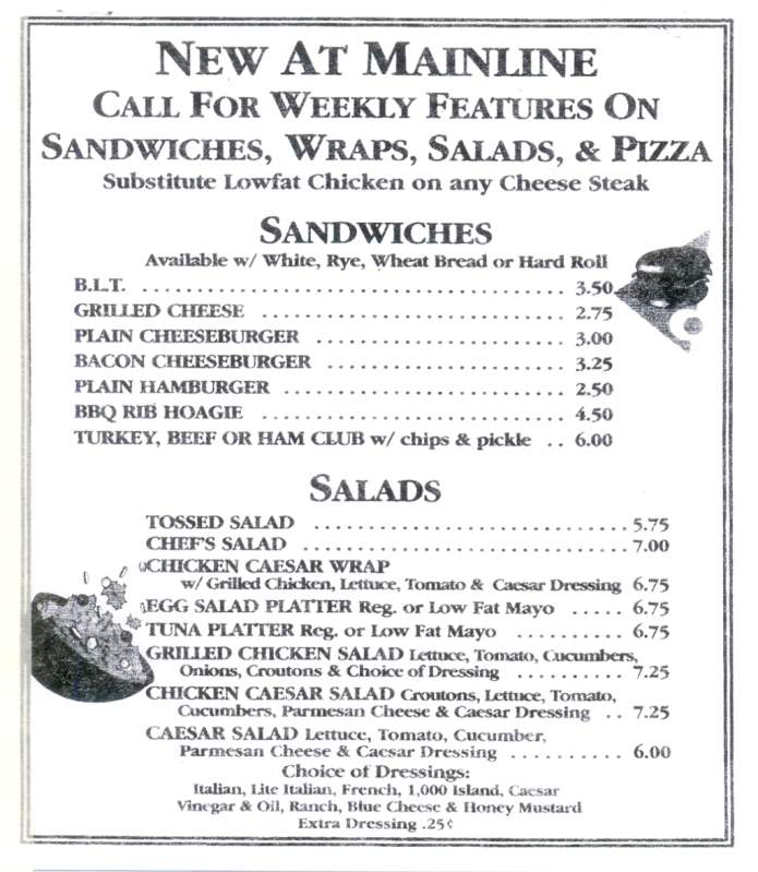 Mainline Hoagie & Pizza Shop - Dickson City, PA menu_pic