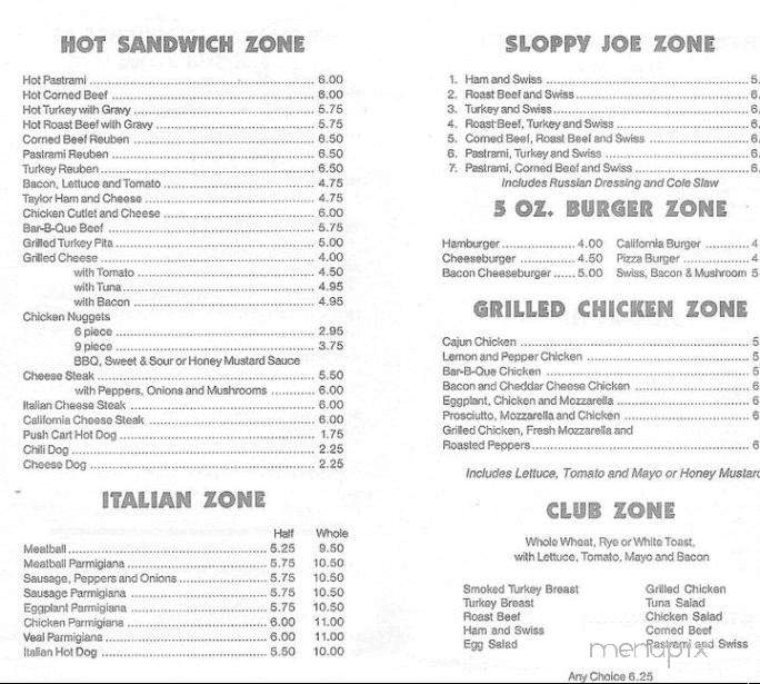 Sub Zone - Berkeley Heights, NJ menu_pic