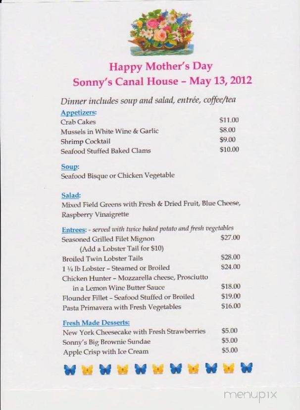 Sonny's Canal House - Baldwin, NY menu_pic