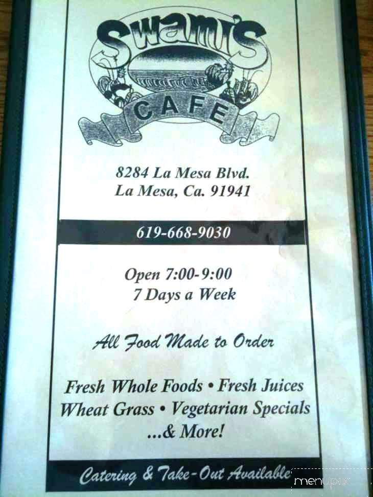 Swami's Cafe - La Mesa, CA menu_pic