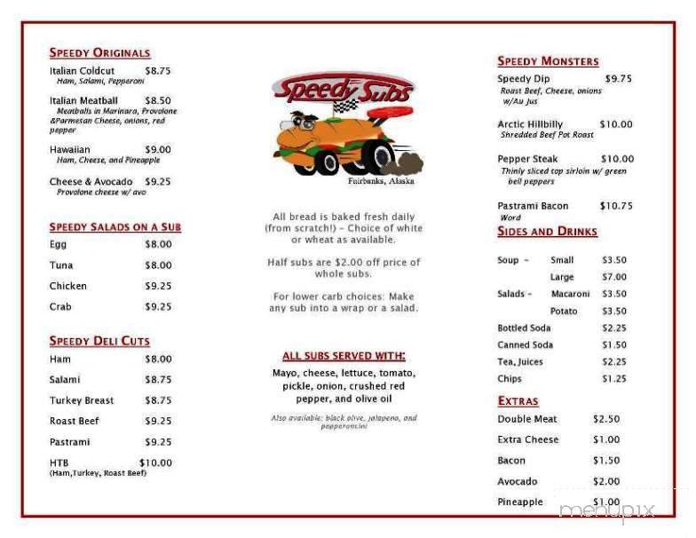 Speedy Submarine Sandwich - Fairbanks, AK menu_pic