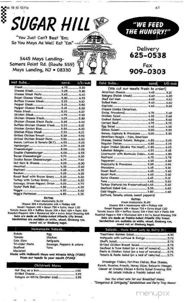 Sugar Hill Sub & Deli - Mays Landing, NJ menu_pic