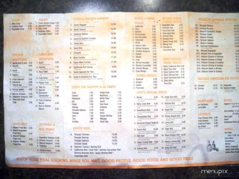 Shiki Sushi and Habachi - Chesapeake, VA menu_pic