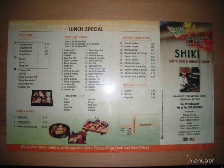 Shiki Sushi and Habachi - Chesapeake, VA menu_pic
