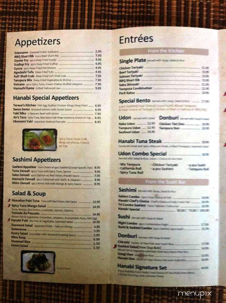 Sushi Hanabi - Pleasanton, CA menu_pic