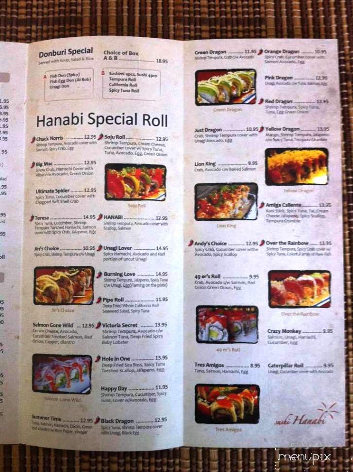 Sushi Hanabi - Pleasanton, CA menu_pic