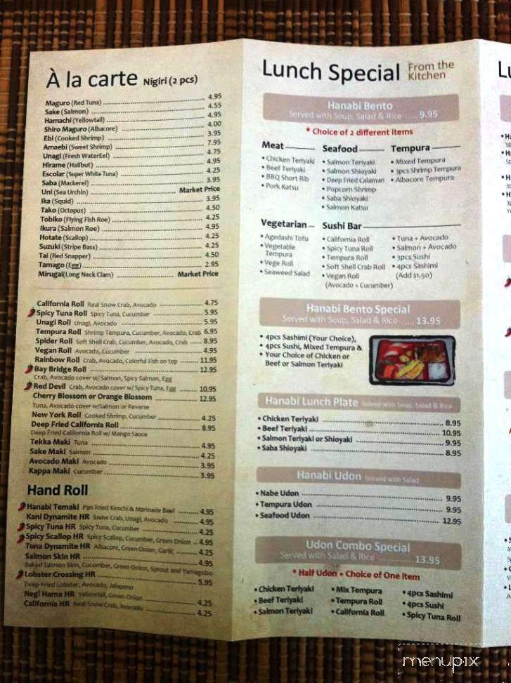 Sushi Hanabi - Pleasanton, CA menu_pic