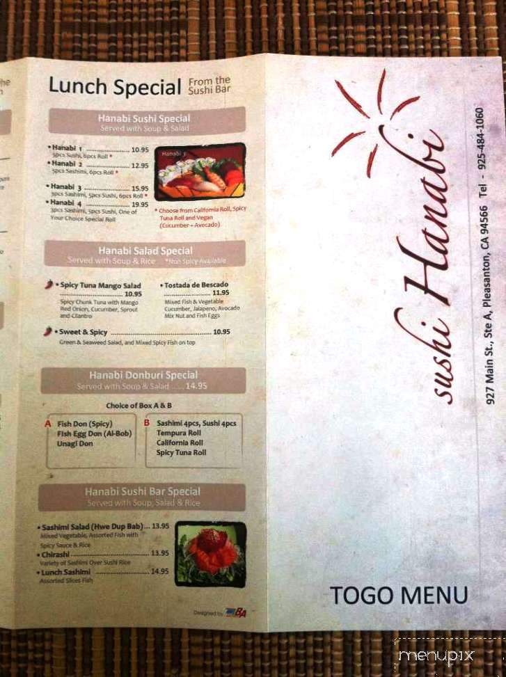Sushi Hanabi - Pleasanton, CA menu_pic