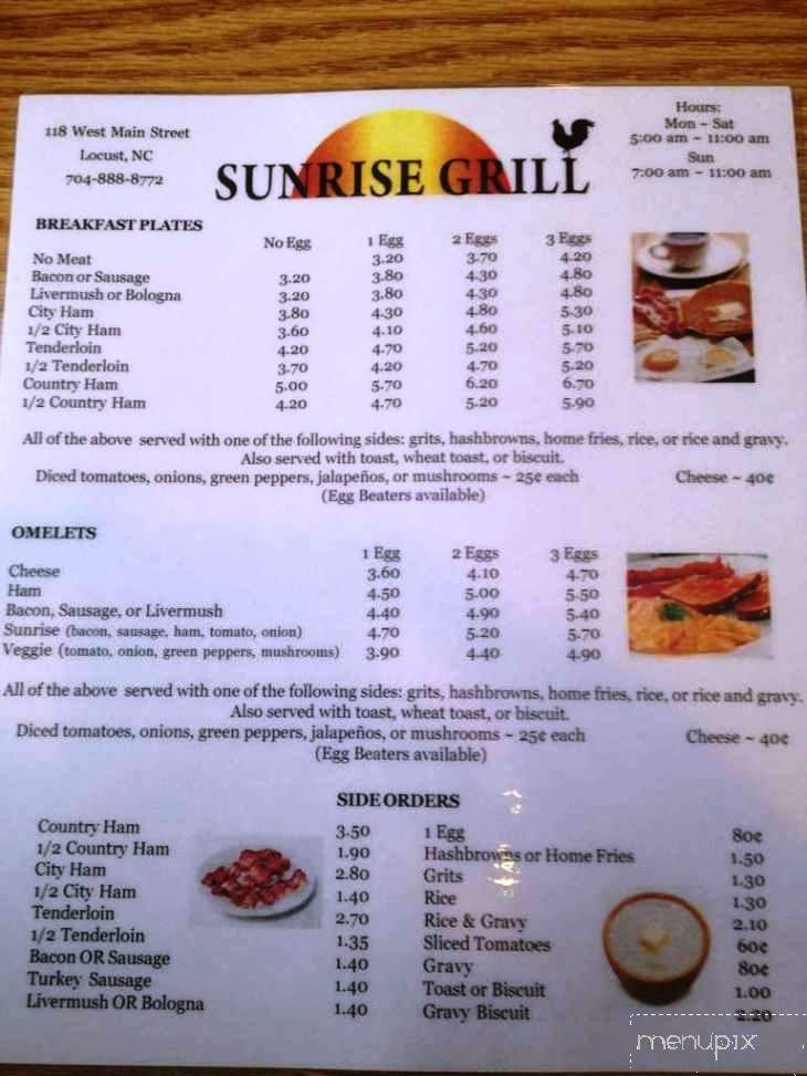 Sunrise Grill - Locust, NC menu_pic