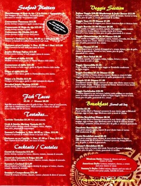 Sammy's Mexican Grill - Elgin, IL menu_pic