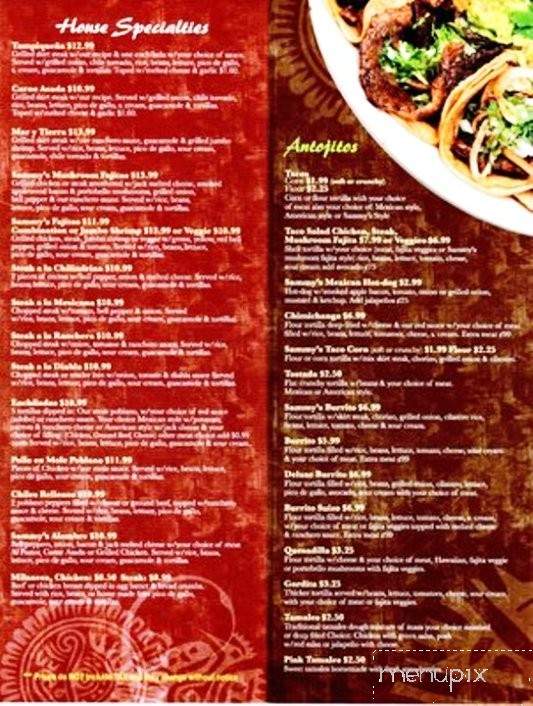 Sammy's Mexican Grill - Elgin, IL menu_pic
