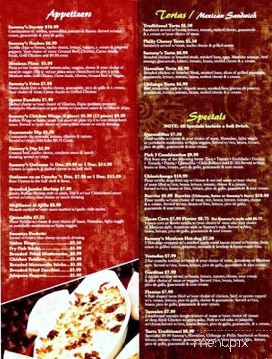 Sammy's Mexican Grill - Elgin, IL menu_pic