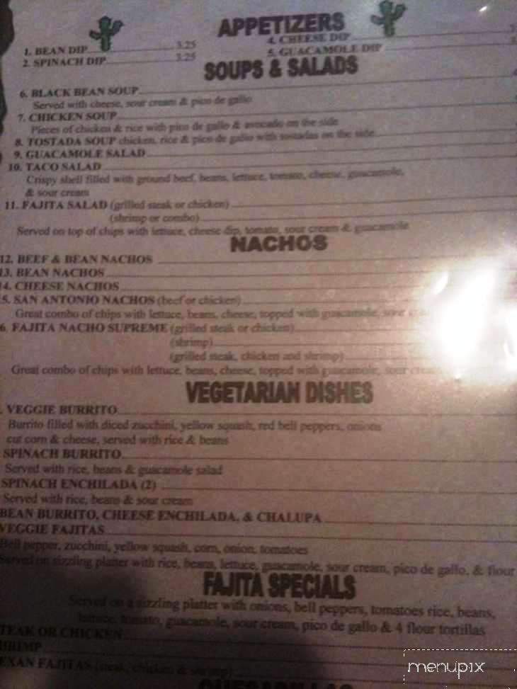 San Antonio Grill - McCalla, AL menu_pic
