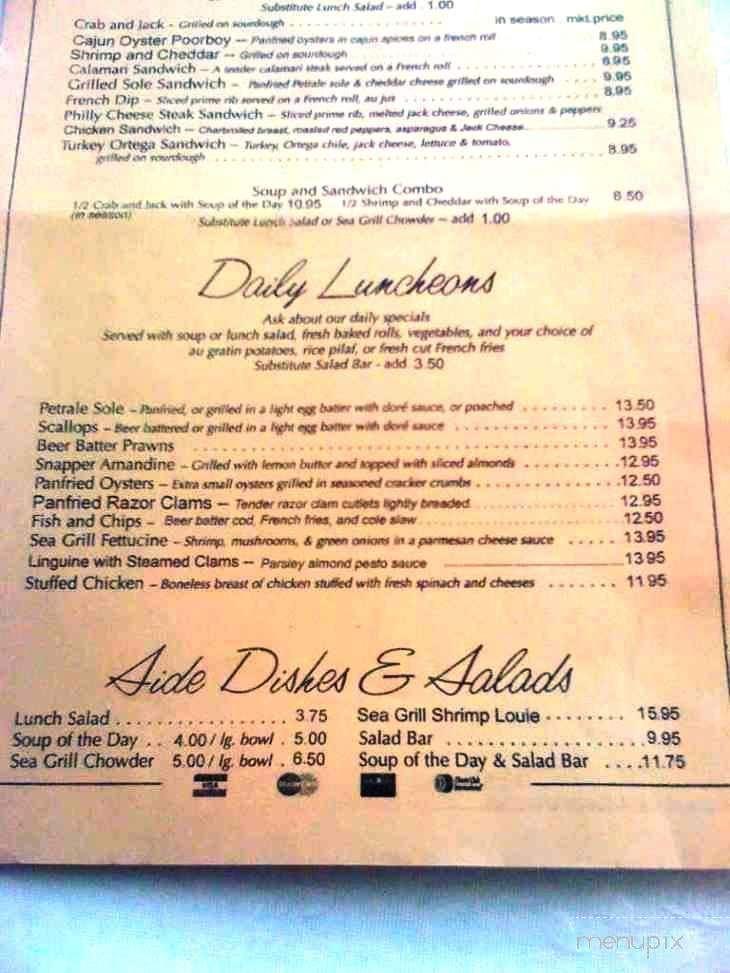 Sea Grill - Eureka, CA menu_pic