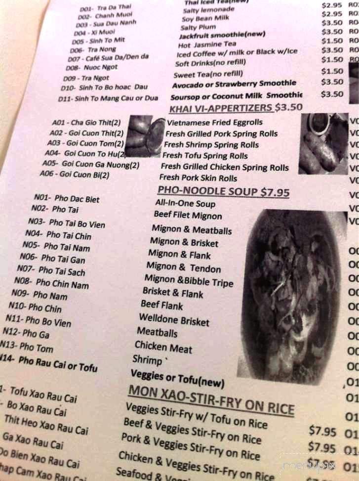 Saigon Bistro - Savannah, GA menu_pic