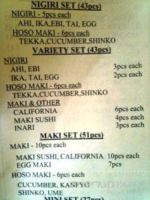 Sushi Co - Honolulu, HI menu_pic