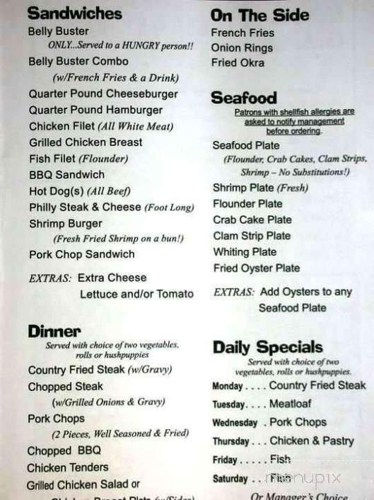 Shirley's Diner - Leland, NC menu_pic