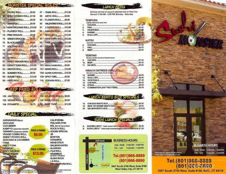 Sushi Monster - Salt Lake City, UT menu_pic
