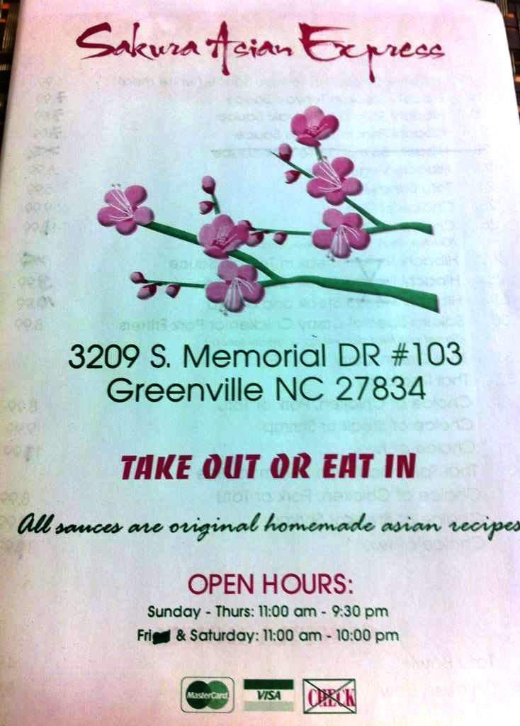 Sakura Asian Express - Greenville, NC menu_pic
