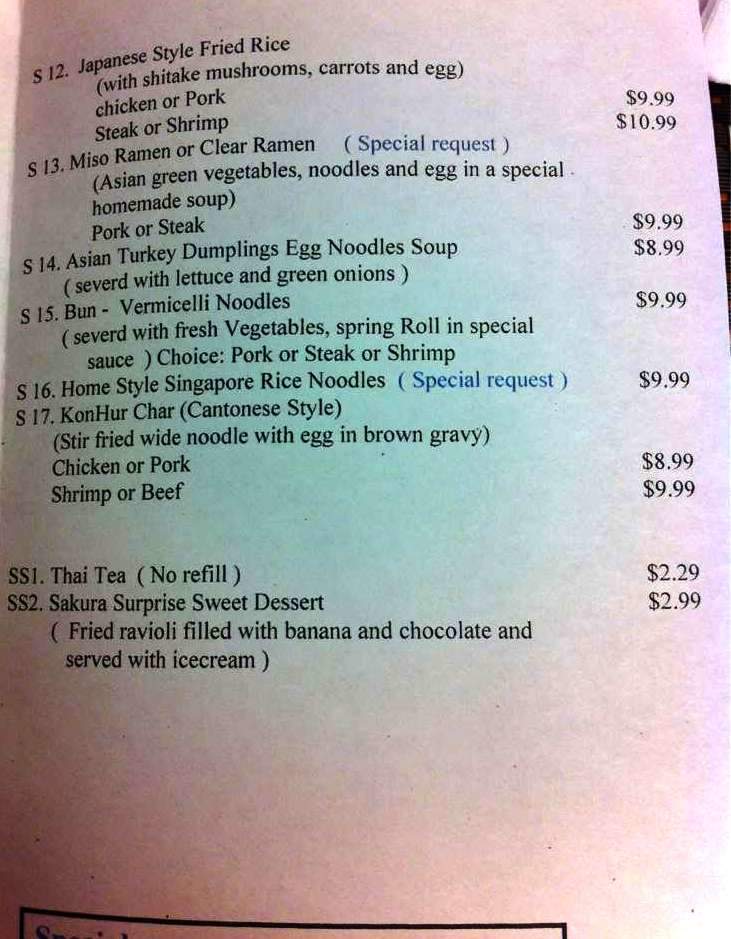 Sakura Asian Express - Greenville, NC menu_pic
