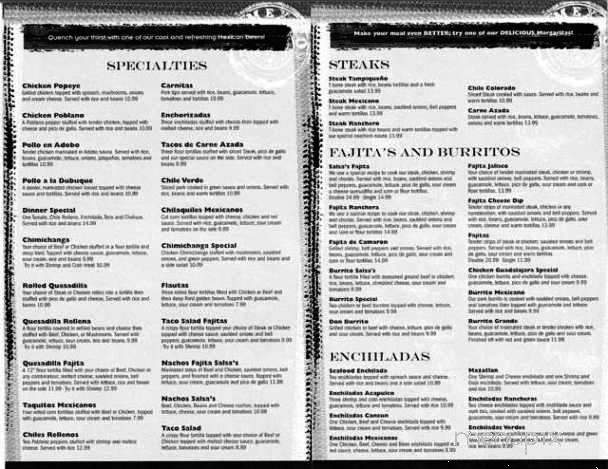Salsa's - Dubuque, IA menu_pic