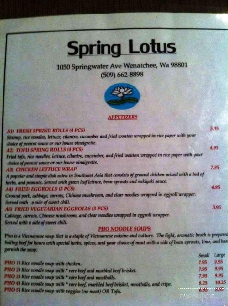 Spring Lotus - Wenatchee, WA menu_pic