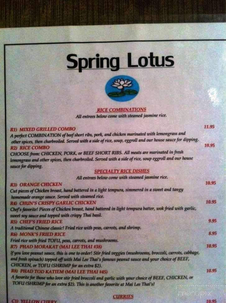 Spring Lotus - Wenatchee, WA menu_pic