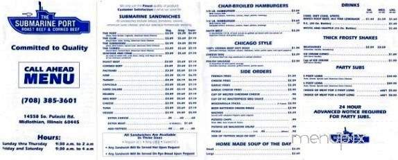 Submarine Port - Midlothian, IL menu_pic