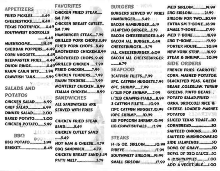 Sodolaks Beefmaster Restaurant - Bryan, TX menu_pic