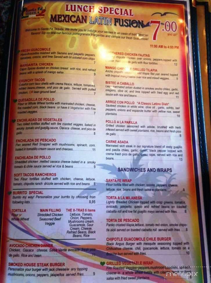 Santafe Tequila Restuarant - Hicksville, NY menu_pic
