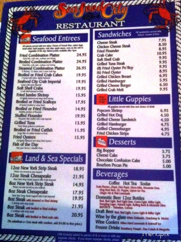 Seafood City Restaurant - Felton, DE menu_pic