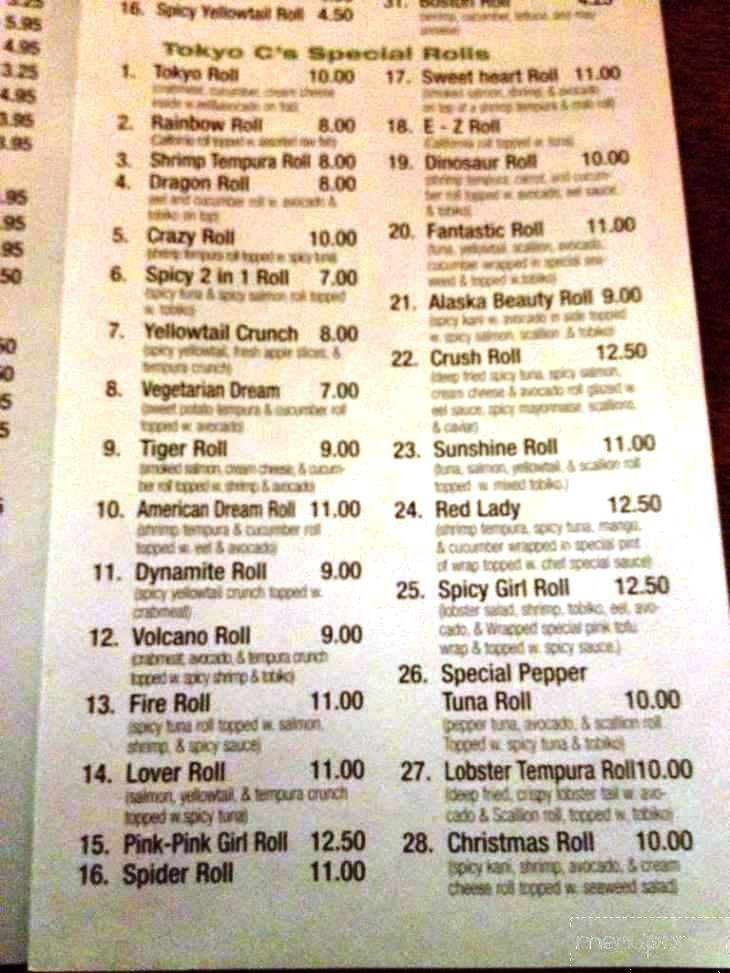Tokyo C - Wrightstown, NJ menu_pic