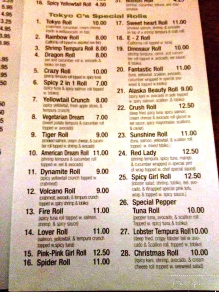 Tokyo C - Wrightstown, NJ menu_pic