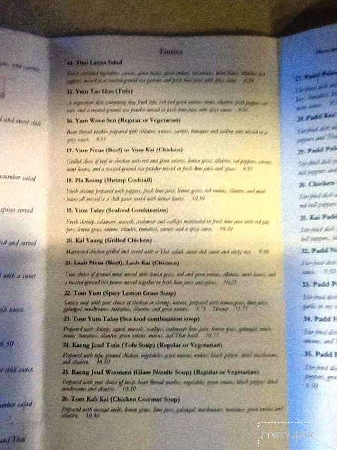 Thai Lanna - Avon, IN menu_pic