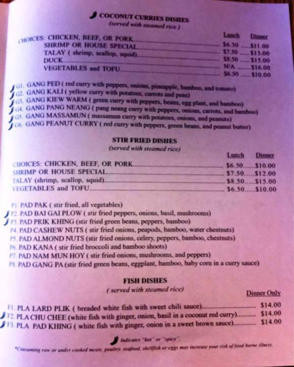 Thai Cafe - Traverse City, MI menu_pic
