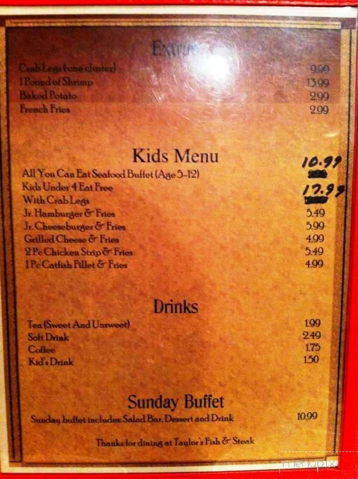 Taylor's Fish and Steak House - New Albany, MS menu_pic