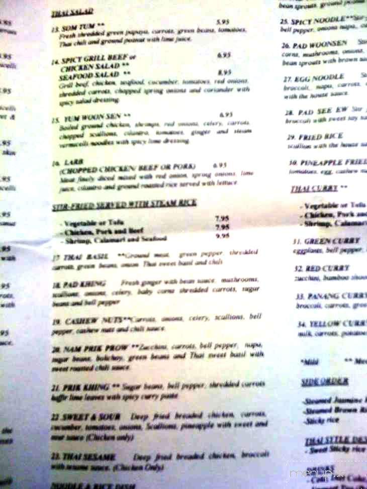 Thai Sawatdee - Winston Salem, NC menu_pic