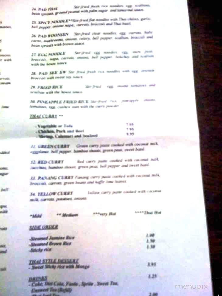 Thai Sawatdee - Winston Salem, NC menu_pic