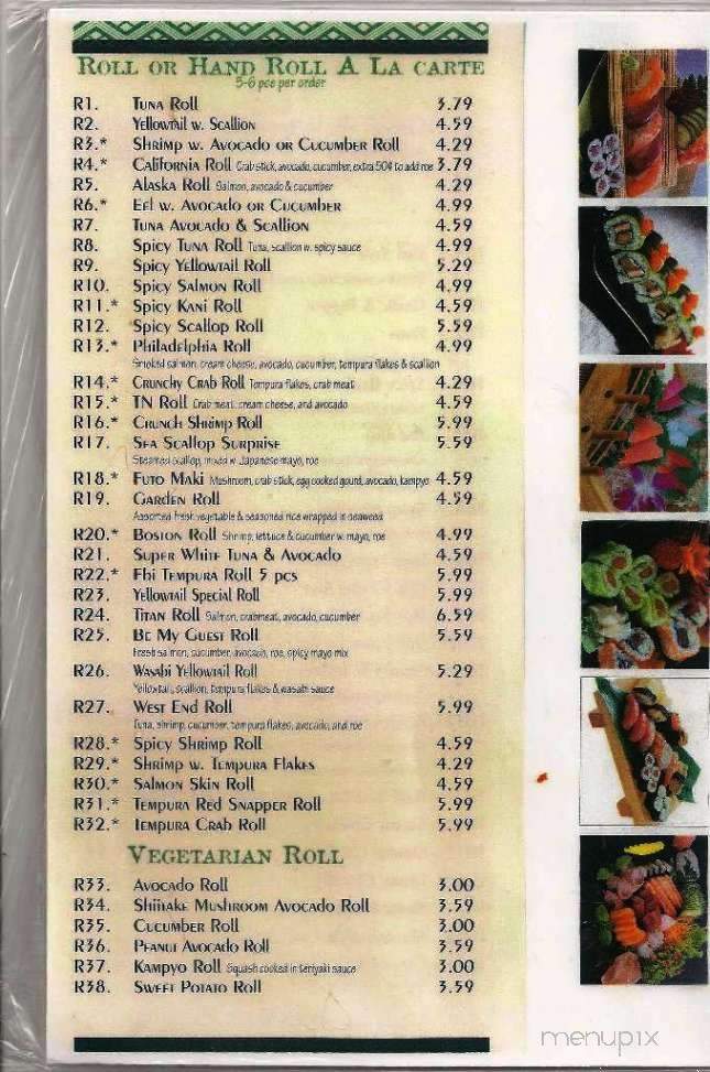 Taki Japanese Cuisine - Hermitage, TN menu_pic