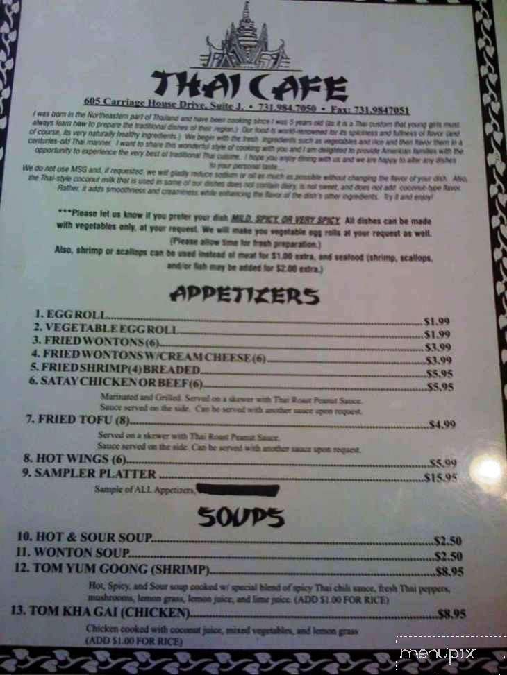 Thai Cafe - Jackson, TN menu_pic