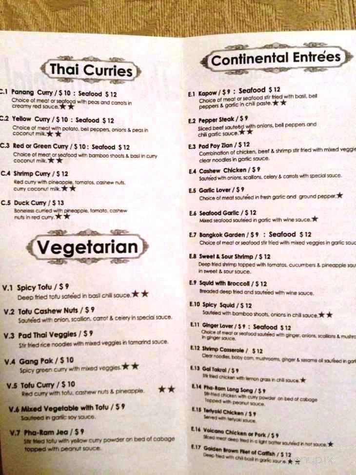 Thai Continental - Roanoke, VA menu_pic