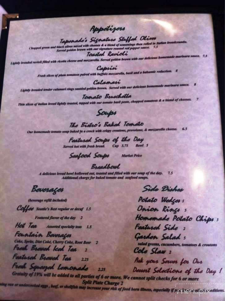 Tapenade Bistro - York, PA menu_pic