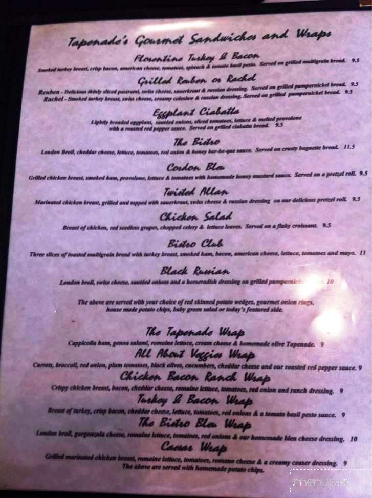 Tapenade Bistro - York, PA menu_pic