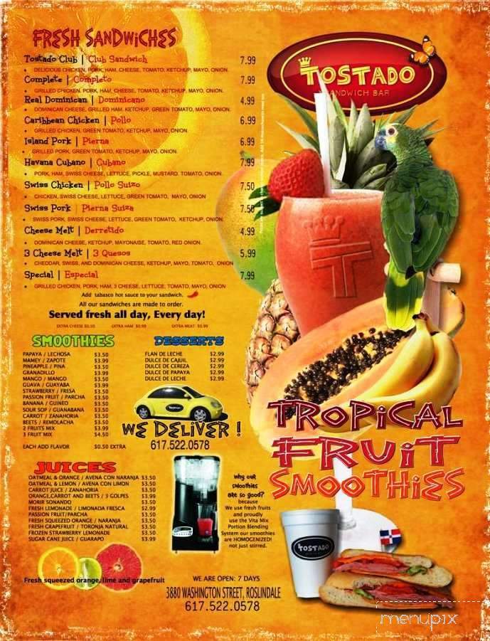 Tostado - Roslindale, MA menu_pic
