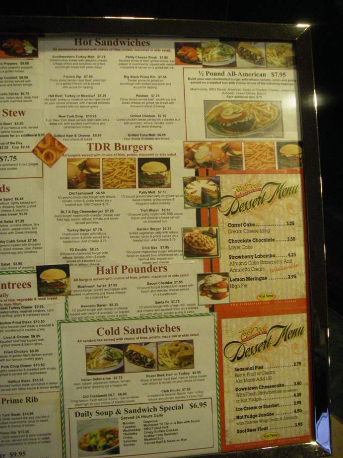 Top Deck at Club Cal Neva Hotel and Casino - Reno, NV menu_pic