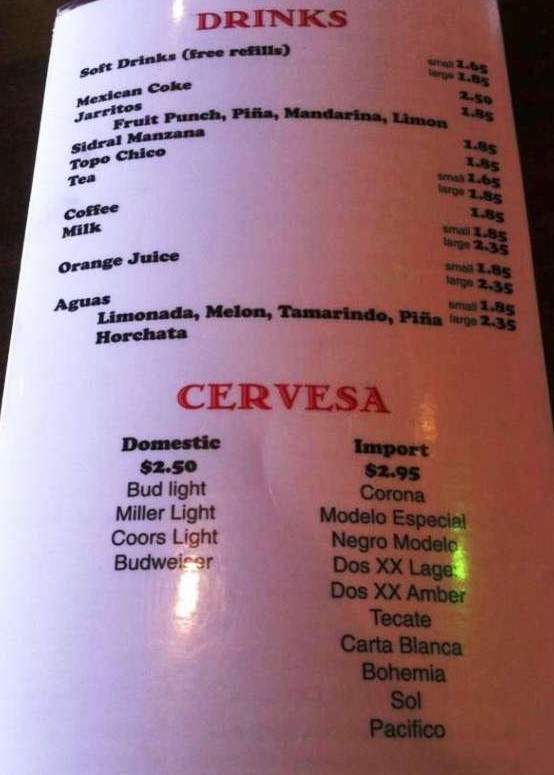 Tipico's - Dallas, TX menu_pic