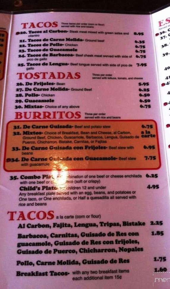 Tipico's - Dallas, TX menu_pic