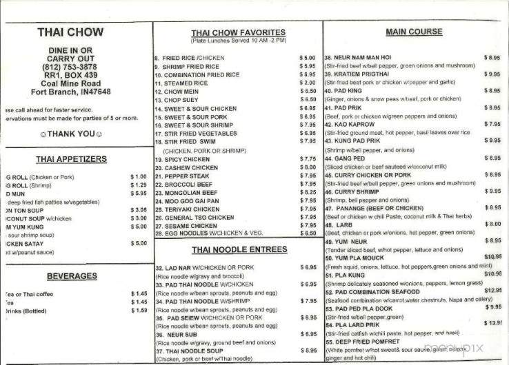 Thai Chow - Fort Branch, IN menu_pic