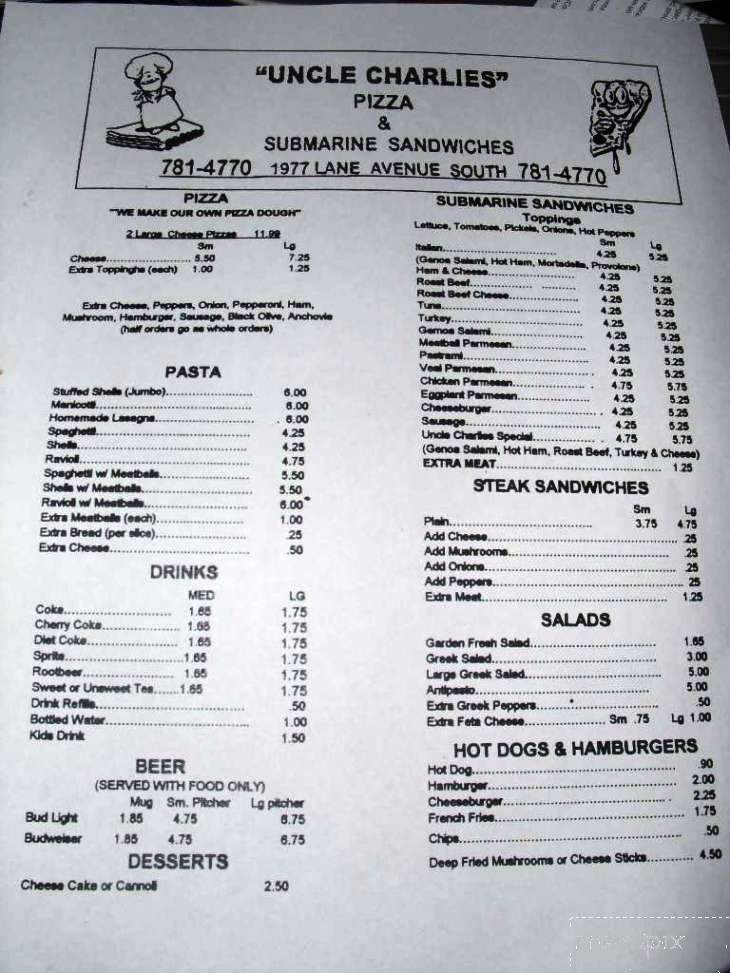 Uncle Charlie's Sandwiches - Jacksonville, FL menu_pic