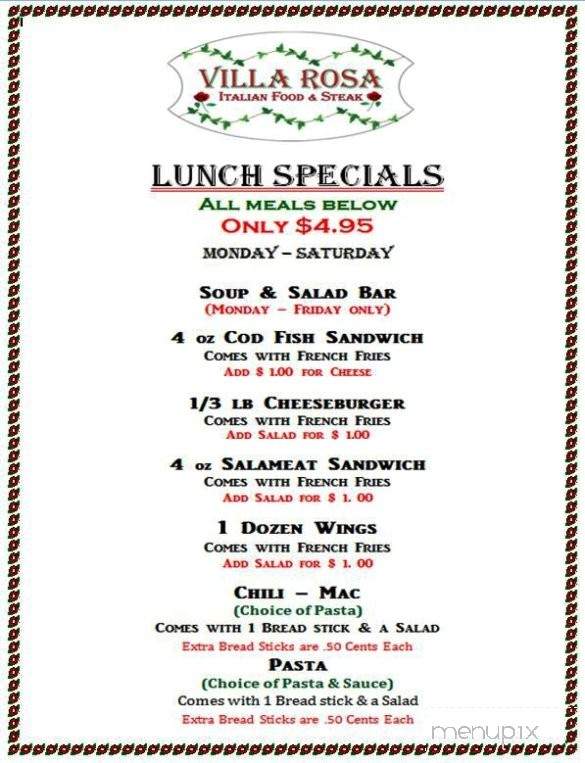 Villa Rosa - Herrin, IL menu_pic